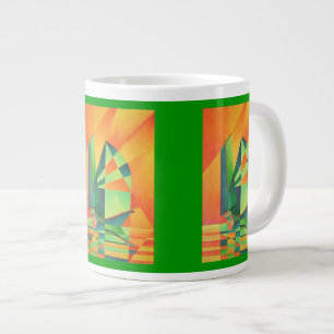 Caneca De Café Grande Velas de lixo chinês em laranja e verde