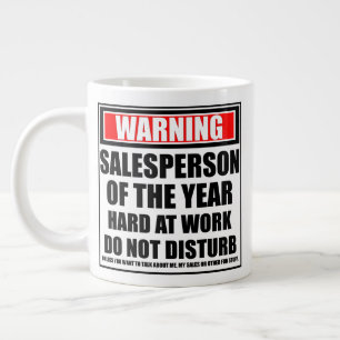 Caneca De Café Grande Vendedor De Aviso Do Duro Do Ano No Trabalho