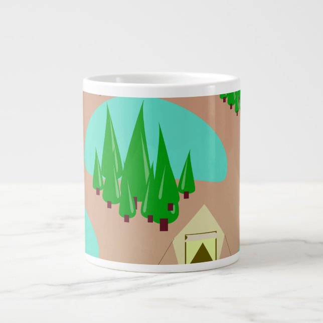 Caneca De Café Grande Venha acampar Padrão de Estilo Retroativo (Frente)