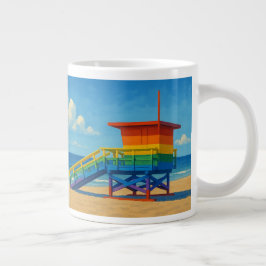 Caneca De Café Grande Venice Beach Rainbow Lifeguard Stand