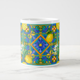 Caneca De Café Grande Verão, azulejos sicilianos, citrinos, laranjas, m