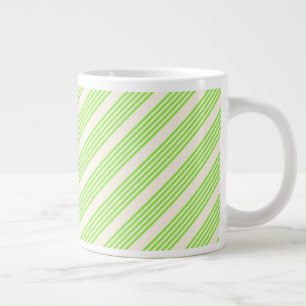 Caneca De Café Grande Verde limão e bege cinco faixas