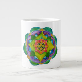 Caneca De Café Grande Verde Mandala Watercolor Pintura Osso China Mug