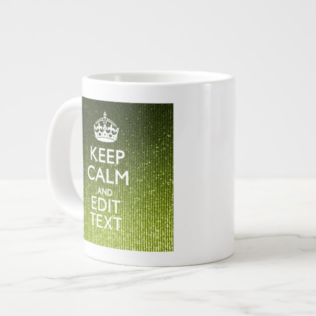Caneca De Café Grande Verde Oleícola Mantenha Calma Tenha Seu Texto (Frente Esquerda)
