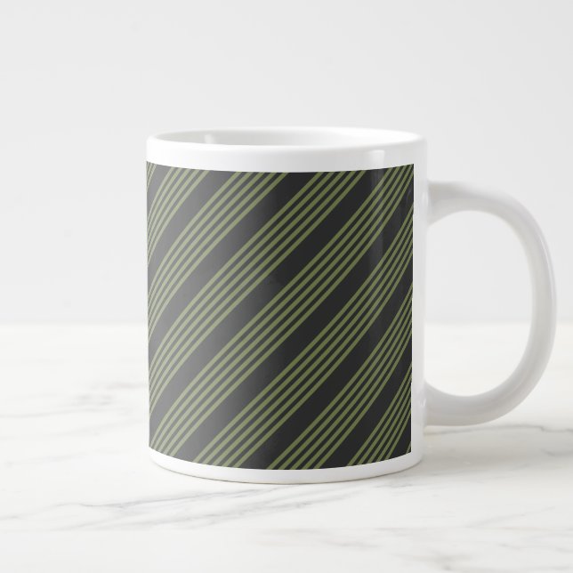 Caneca De Café Grande Verde-oliva e carvão de cinco faixas (Direita)