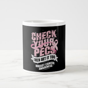Caneca De Café Grande Verifique Sua Consciência Do Cancer Da Mama Pecs M