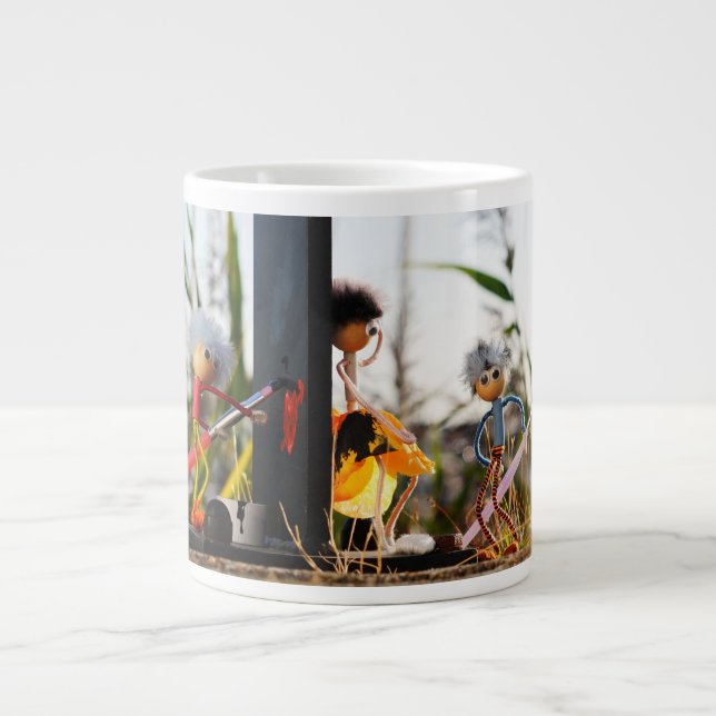Caneca De Café Grande Verliefd fubby poppetje dat hart heeft geschilderd (Frente)