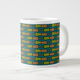 Caneca De Café Grande Vermelho, Amarelo, Preto, Tribal em Teal; Jumbo Mu