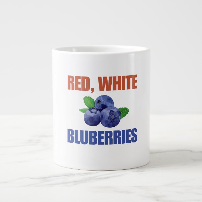 Caneca De Café Grande Vermelho, Branco e Airelas (Frente)