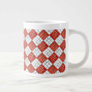 Caneca De Café Grande VERMELHO CHECK MOSAIC Big White Mug