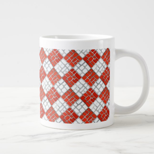 Caneca De Café Grande VERMELHO CHECK MOSAIC Big White Mug (Direita)