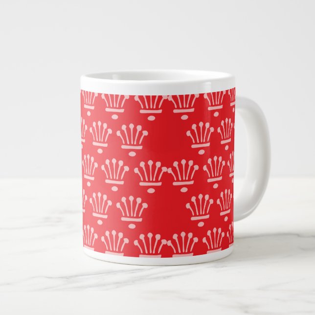 Caneca De Café Grande Vermelho-Coroa Rosa (Frente Esquerda)