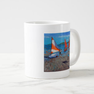Caneca De Café Grande Vermelho e branco navega Abersoch