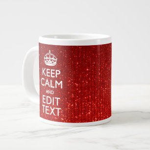 Caneca De Café Grande Vermelho Festivo Fique Calmo pelo seu texto