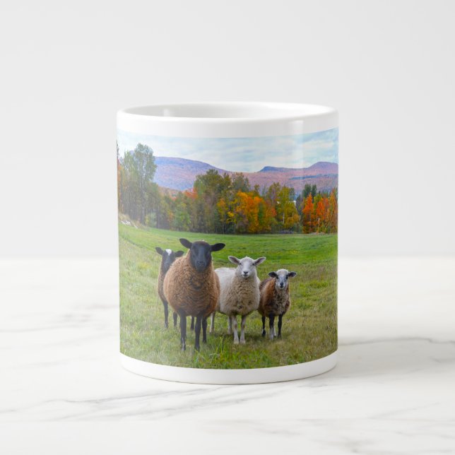 Caneca De Café Grande Vermont Sheep no outono (Frente)