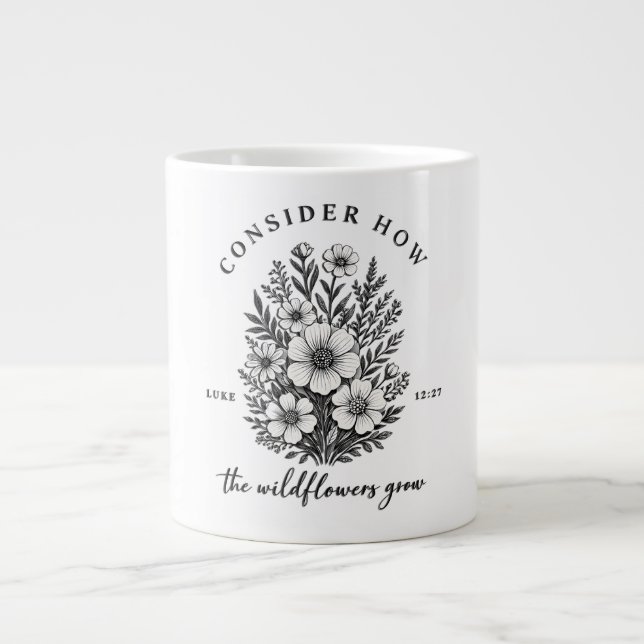 Caneca De Café Grande Versículo cristão inspirador Considerar (Frente)