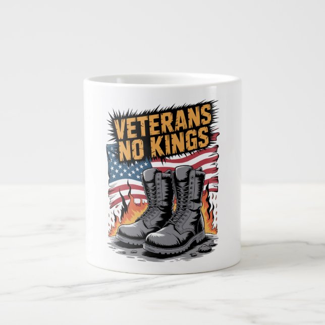 Caneca De Café Grande Veterans No Kings USA Flag (Frente)