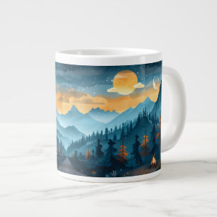 Caneca De Café Grande viagem paisagens em campos florestais com árvores