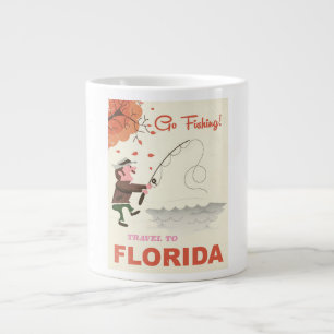 Caneca De Café Grande Viagem para impressão de pesca vintage na Flórida