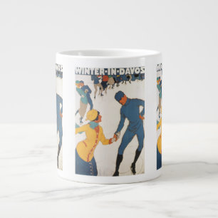 Caneca De Café Grande Viagens Antigas, Art Déco, Inverno Davos Suíça