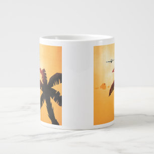 Caneca De Café Grande Viagens Antigas, Avião Sobre Ilhas Havaianas