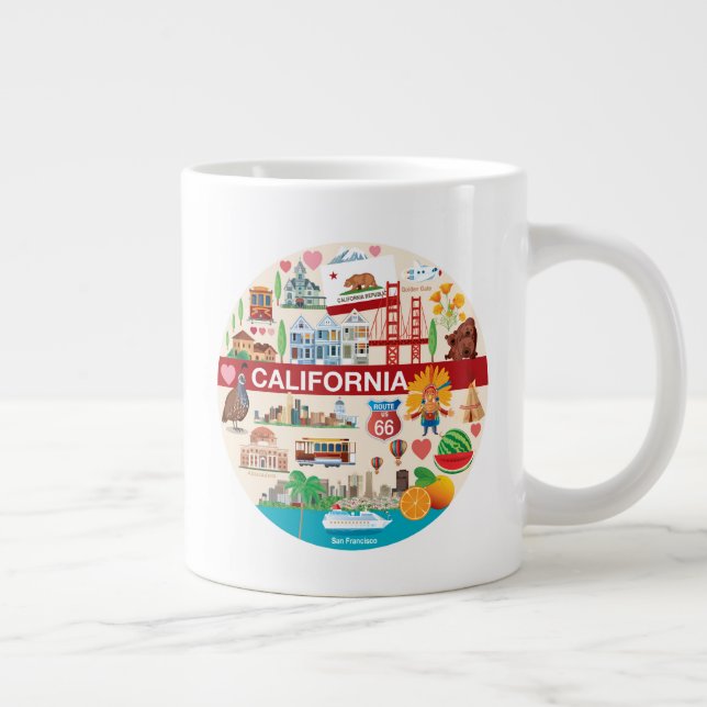 Caneca De Café Grande Viagens da Califórnia (Direita)