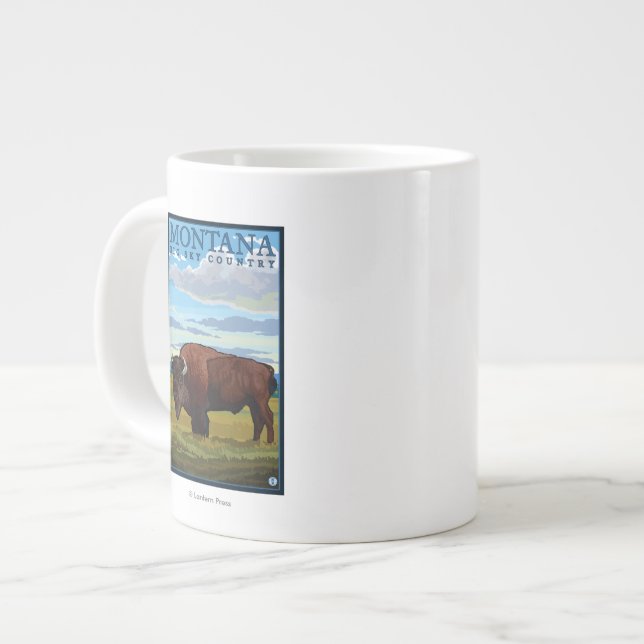 Caneca De Café Grande Viagens vintage MontanaBison (Frente Esquerda)