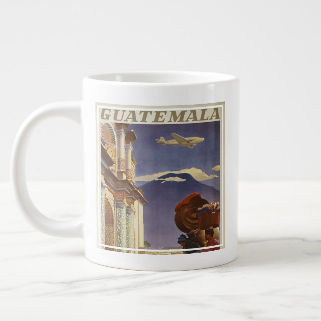Caneca De Café Grande Viagens vintage Para Guatemala (Esquerda)