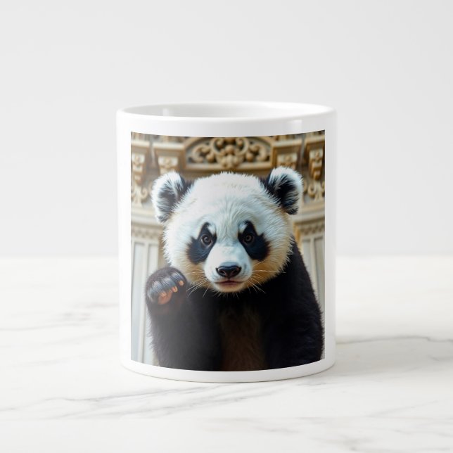 Caneca De Café Grande Vibes de Panda Fofo (Frente)