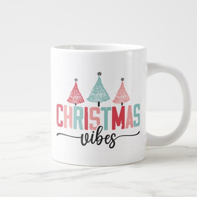 Caneca De Café Grande Víblias de Natal - Design de Árvore Festiva (Direita)