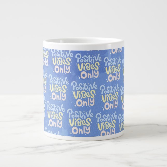 Caneca De Café Grande Vibrações Positivas Apenas (Frente)