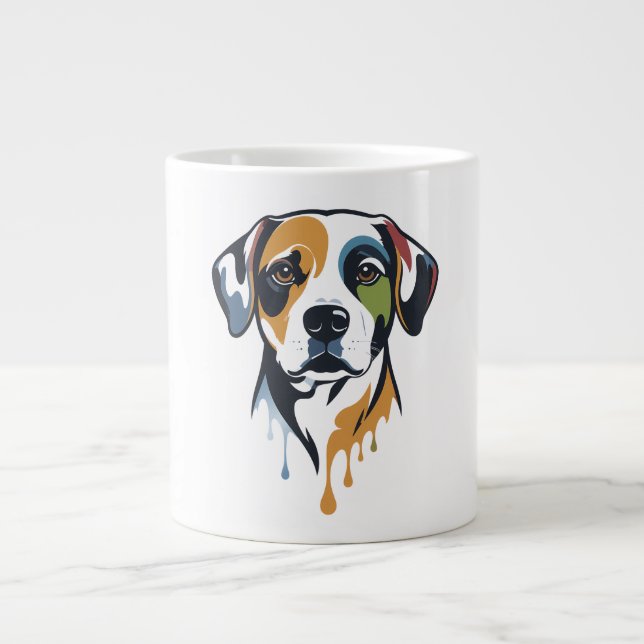 Caneca De Café Grande Vibrant Lab Pop Art (Frente)