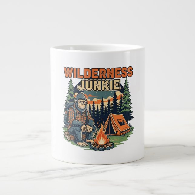 Caneca De Café Grande Viciado em terra firme, design (Frente)