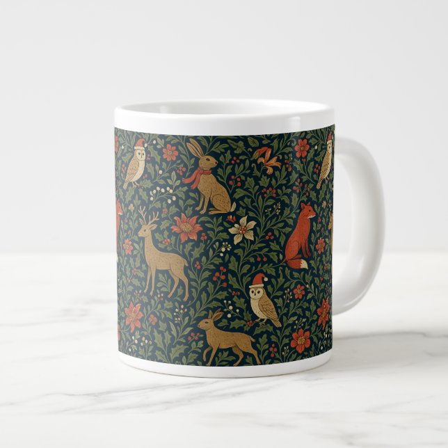 Caneca De Café Grande Victorian Christmas Animal & Botanical  (Frente Esquerda)