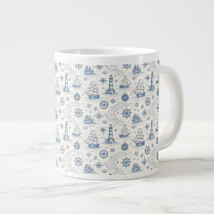 Caneca De Café Grande Vida Costeira Oceanos Azul