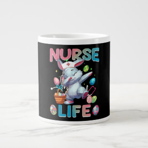 Caneca De Café Grande Vida de Enfermeira Fofa Coelho de Páscoa Dabbing