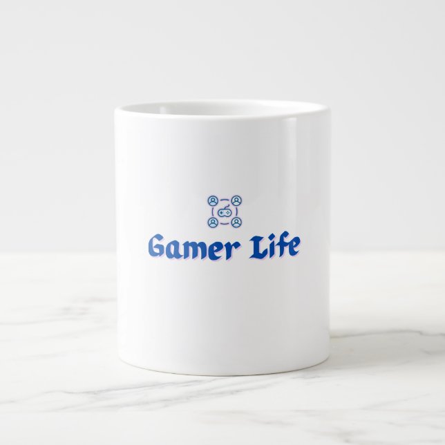 Caneca De Café Grande Vida dos Jogadores de Pixel (Frente)