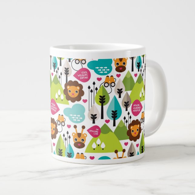 Caneca De Café Grande vida selvagem de um cártaro de crianças retrô (Frente Esquerda)