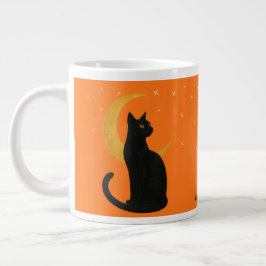 Caneca De Café Grande Vigia da Noite - Gato Negro Halloween