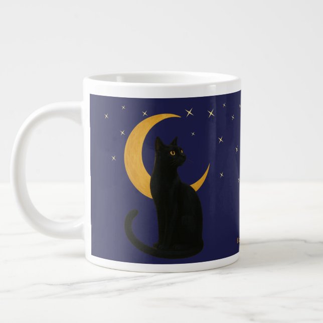 Caneca De Café Grande Vigia da Noite - Gato Negro Halloween (Esquerda)