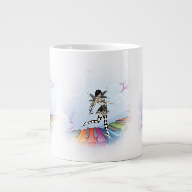 Caneca De Café Grande Vignette Musical Keyboard Faerie (Frente)