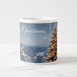 Caneca De Café Grande Vila de Natal Pacífica com Luzes