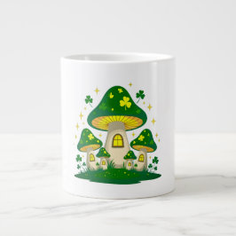 Caneca De Café Grande Vila Mágica de Cogumelos com Luzes Brillantes