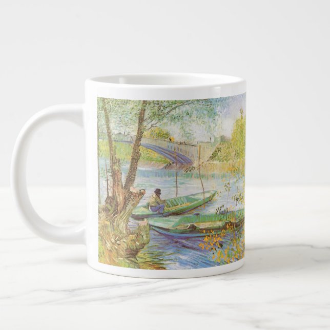 Caneca De Café Grande Vincent van Gogh, Pesca em Primavera, Pont de Clic (Esquerda)