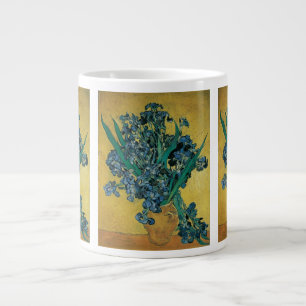 Caneca De Café Grande Vincent van Gogh - Vase w Irises - Fundo Amarelo