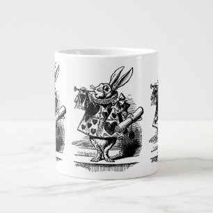 Caneca De Café Grande Vintage Alice no País das Maravilhas Coelho como 