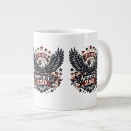 Caneca De Café Grande Vintage América 250 Águia Careca 1776-2026 Patriót