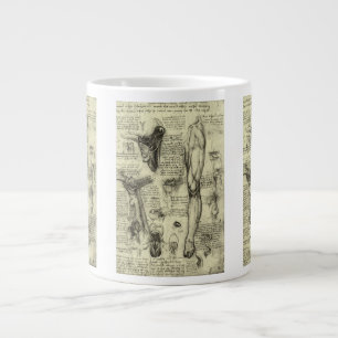 Caneca De Café Grande Vintage Anatomia Humana Laringe Perna Leonardo da 