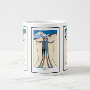 Caneca De Café Grande Vintage Art Deco, Amantes na neve de George Barbie