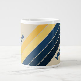 Caneca De Café Grande Vintage Beach Sand Stripes with Name